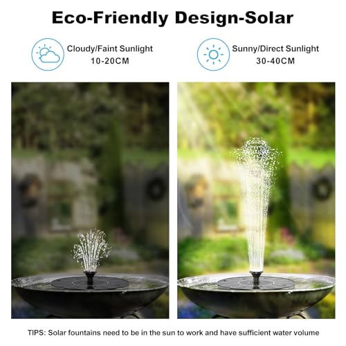 Floating Solar Powered Pond Fountain with 6 Nozzles