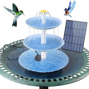 Solar 3-Tier Bird Bath Fountain with Water Pump