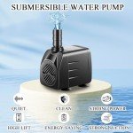 Submersible Fountain Pump with LED Light 400GPH
