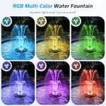 Anfraer RGB Floating Pond Fountain with LED Lights