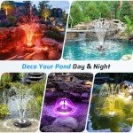 Anfraer RGB Floating Pond Fountain with LED Lights