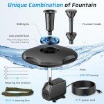 Anfraer RGB Floating Pond Fountain with LED Lights