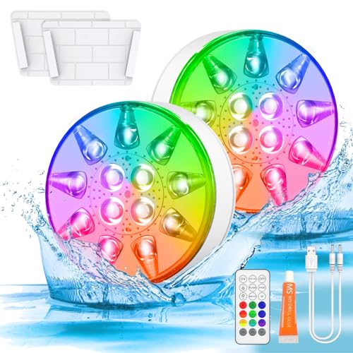 LED Submersible Lights 2 Pack for Ponds, Fountains