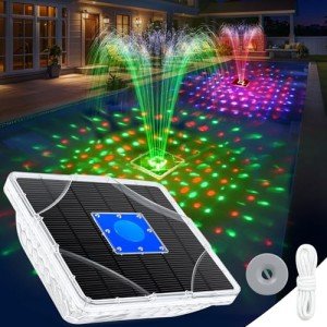 Upgraded Solar Floating Pool Fountain with Lights