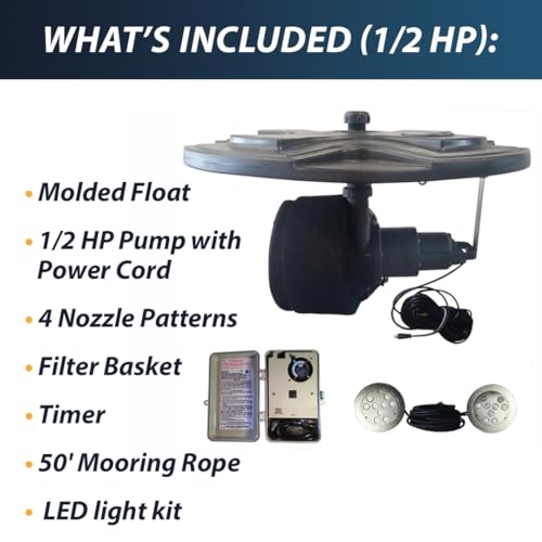 1/2HP Decorative Pond Floating Eco Fountain with Color Changing Lights