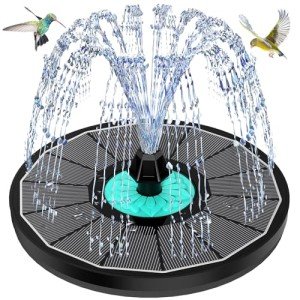 Solar Flower Fountain for Birds and Gardens