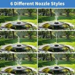 Solar Fountain Pump for Bird Bath with 6 Nozzles