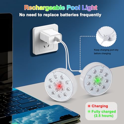 LED Submersible Lights 2 Pack for Ponds, Fountains