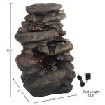 Outdoor Stone Rock Waterfall Fountain with LED Lights
