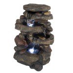 Outdoor Stone Rock Waterfall Fountain with LED Lights
