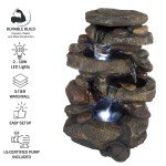 Outdoor Stone Rock Waterfall Fountain with LED Lights