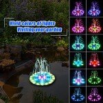 Solar Bird Bath Fountain with Colorful LED Lights