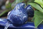 Solar-Powered Ceramic Koi Fountain with Blue Finish