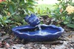 Solar-Powered Ceramic Koi Fountain with Blue Finish