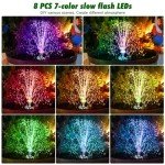 Solar Water Fountain with LED Lights & Remote Control