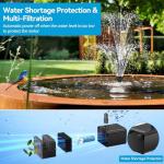 Solar Fountain Pump with Battery Backup and Nozzles