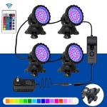 8 LED RGB Submersible Pond Spot Lights with Remote