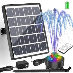 AISITIN Solar Water Fountain with LED Lights