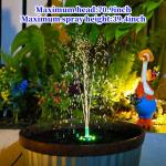 AISITIN Solar Water Fountain with LED Lights