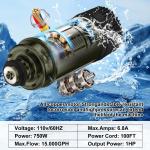 750W Floating Pond Fountain Aerator 15000 GPH