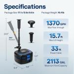 VIVOHOME 1370GPH Pond Fountain Pump