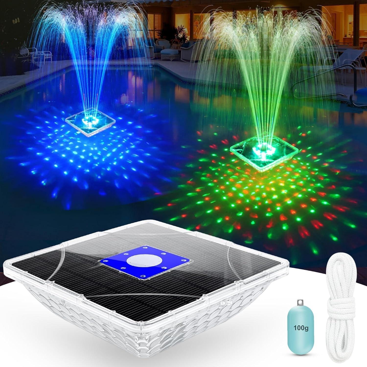 Large Solar Fountain with Light Show and Anchor