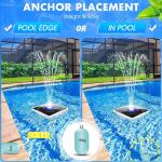 Large Solar Fountain with Light Show and Anchor