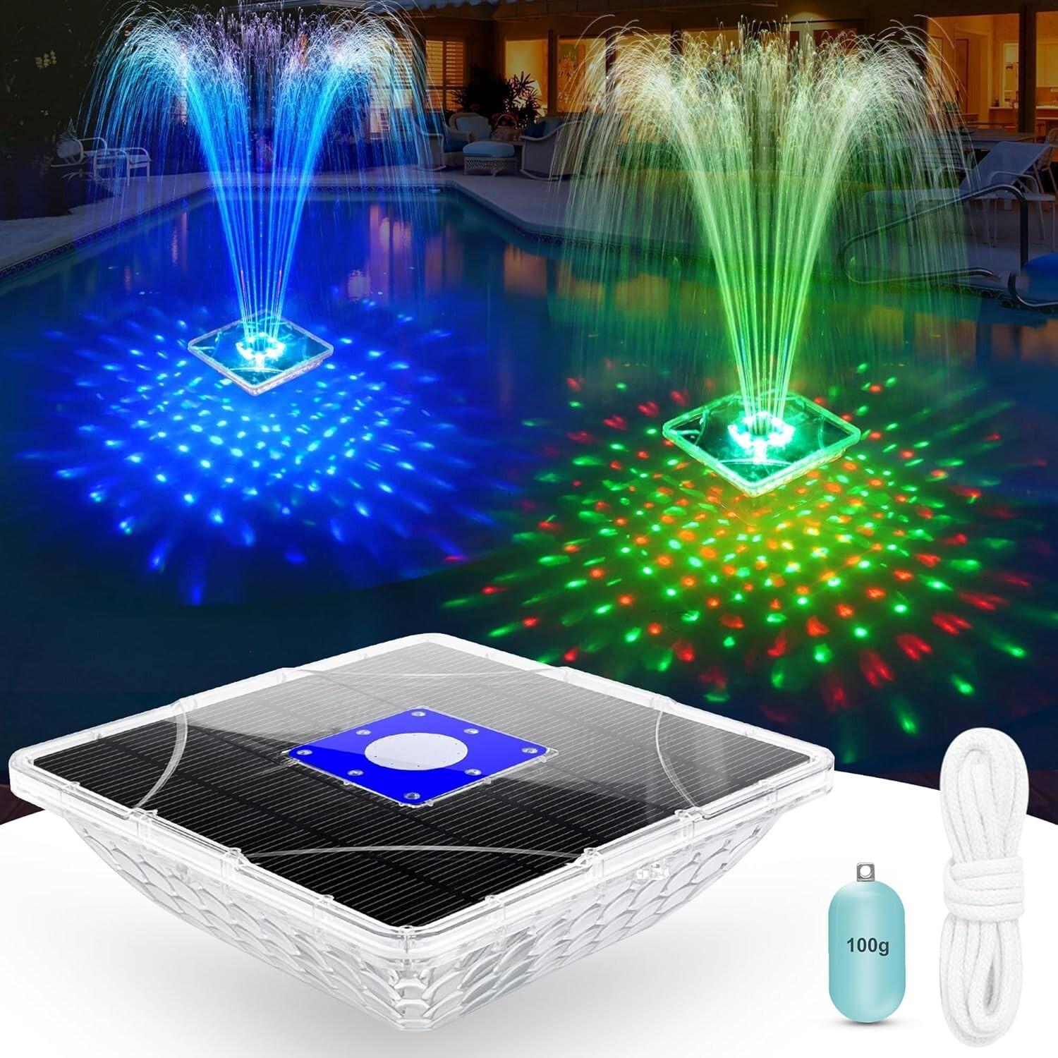 Large Solar Fountain with Light Show and Anchor