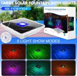 Large Solar Fountain with Light Show and Anchor