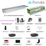 36'' App-Controlled Stainless Steel Pond Waterfall