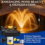 Floating Pond Fountain Aerator with RGB LED Lights