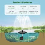 Floating Pond Fountain with LED Lights and Pump