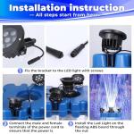 Floating Pond Fountain Aerator with LED Lights