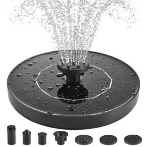 Solar Bird Bath Fountain Pump with 6 Nozzles