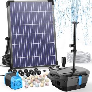 Solar Fountain Pump & Pond Filter Kit with 4 Nozzles
