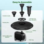 Floating Pond Fountain with Color-Changing LED Lights