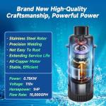 Powerful 1HP Pond Fountain Pump with Traction Ropes
