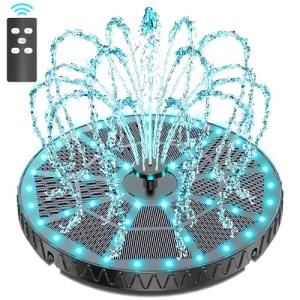 Solar Fountain with Adjustable Spray and Colorful Lights
