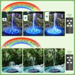 Solar Fountain with Adjustable Spray and Colorful Lights