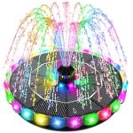 Solar Powered Fountain with LED Light & Nozzles