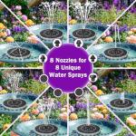 Solar Powered Fountain with LED Light & Nozzles