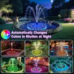 Solar Powered Fountain with LED Light & Nozzles
