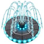 Solar Fountain with Colorful Ring Lights and Battery