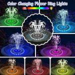 Solar Fountain with Colorful Ring Lights and Battery