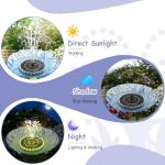 Solar Fountain with Colorful Ring Lights and Battery
