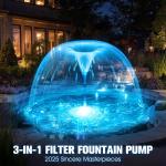 3-in-1 RGB Submersible Pond Filter Fountain