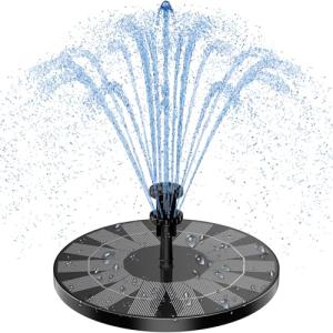 AISITIN 3.5W Solar Bird Bath Fountain Pump, Solar Fountain Pump for Bird Bath with 6 Nozzles, Solar Powered Water Fountain Pump for Garden, Ponds, Pool, Fish Tank, Aquarium and Outdoor, Black