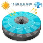 AISITIN 3.5W Solar Bird Bath Fountain Pump, Solar Fountain Pump for Bird Bath with 6 Nozzles, Solar Powered Water Fountain Pump for Garden, Ponds, Pool, Fish Tank, Aquarium and Outdoor, Black