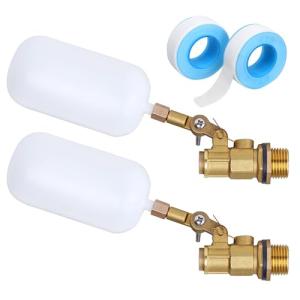 2 Pack Water Float Valve 1/2 inch, 1/2" Brass Float Ball Valve with Adjustable Arm, Automatic Fill and Control Water Level for Fountains Pool Aquariums Water Trough Water Tank Ponds (B-1/2 Inch)