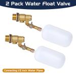 2 Pack Water Float Valve 1/2 inch, 1/2" Brass Float Ball Valve with Adjustable Arm, Automatic Fill and Control Water Level for Fountains Pool Aquariums Water Trough Water Tank Ponds (B-1/2 Inch)